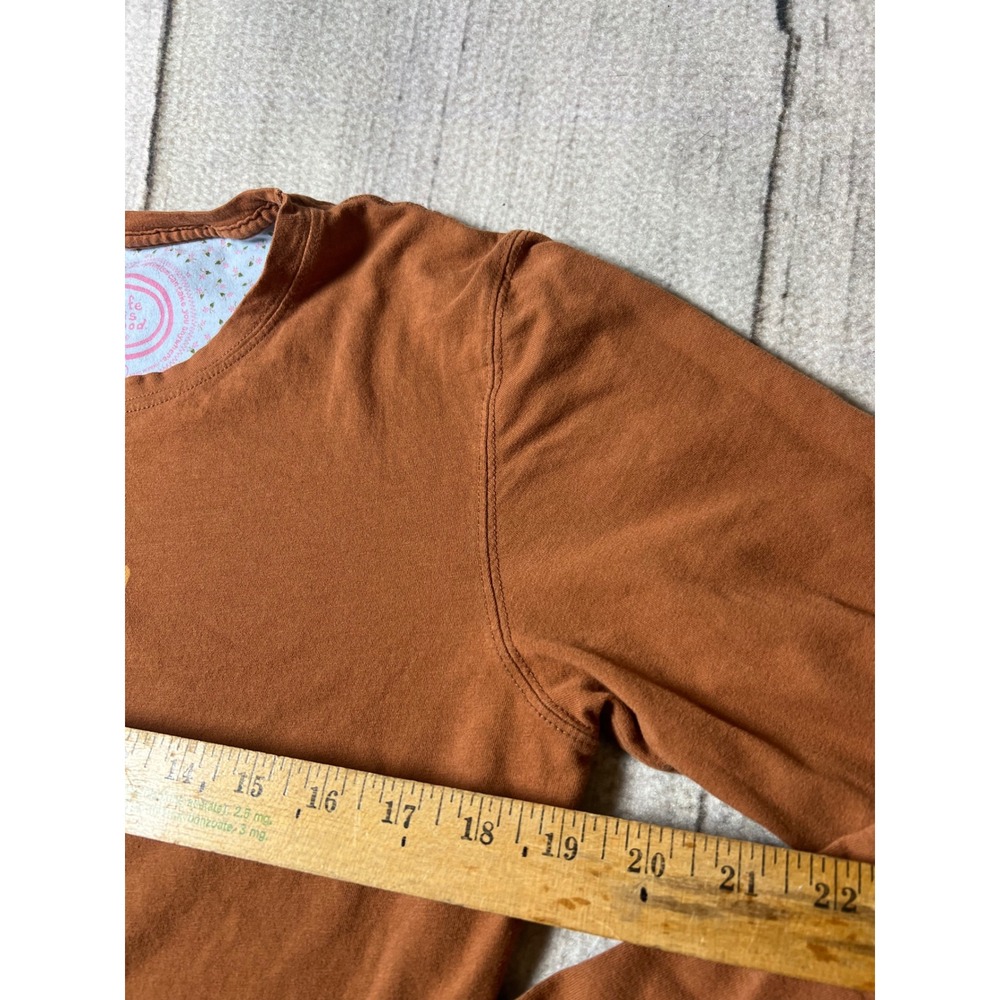 Life is Good Honey Long Sleeve Tee Women Medium Brown Boho Minimalist Cotton - Picture 6 of 8